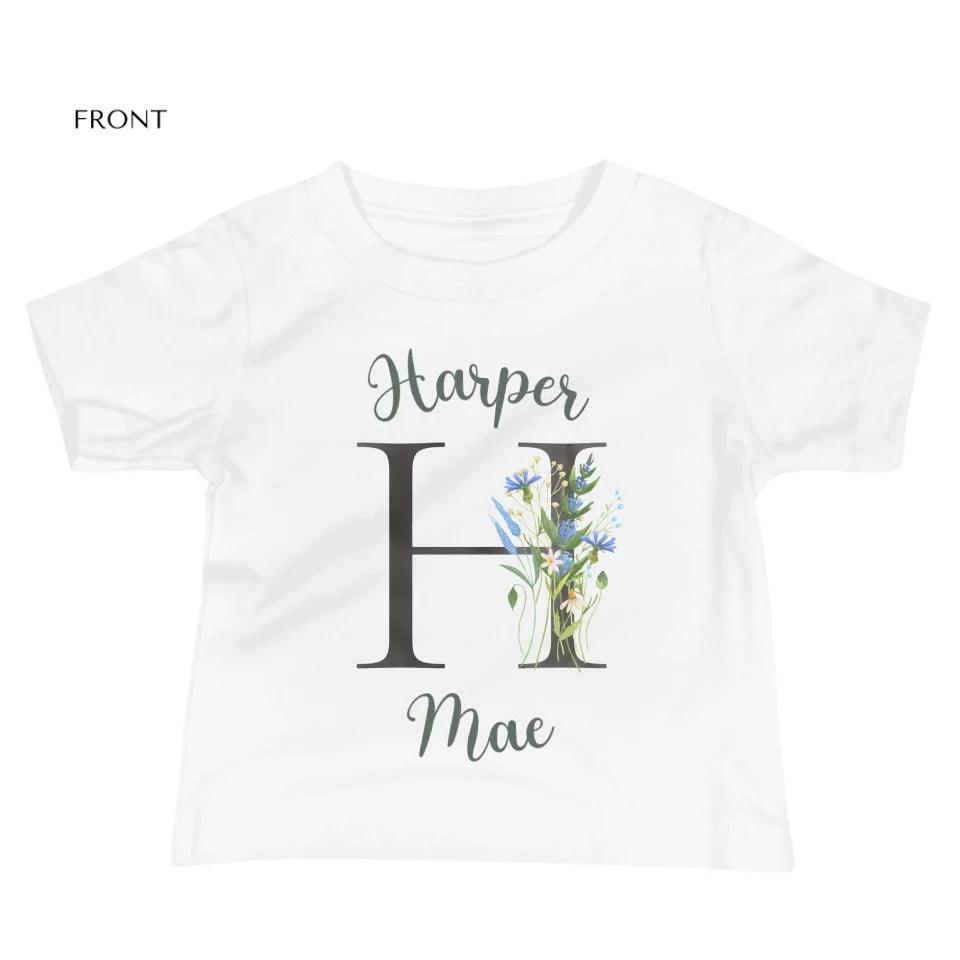 Custom Watercolor Wildflower Dark Alphabet T-Shirt - ART-TSH188 - ARTFULANE