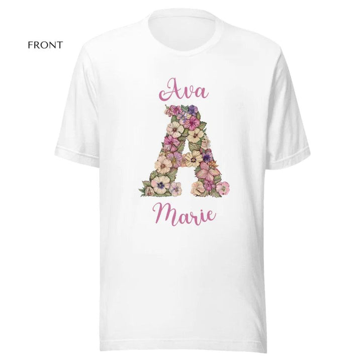 Custom Watercolor Wildflower Floral Alphabet T-Shirt - ART-TSH189 - ARTFULANE