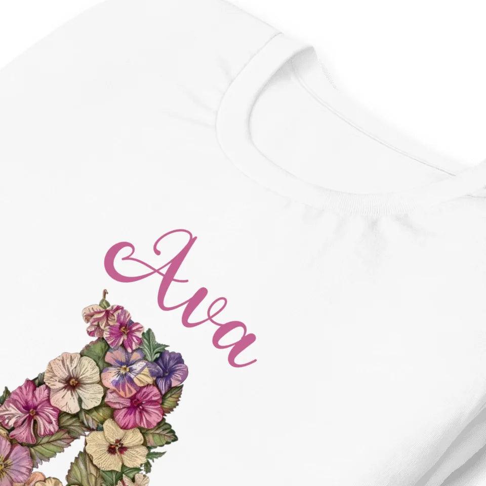 Custom Watercolor Wildflower Floral Alphabet T-Shirt - ART-TSH189 - ARTFULANE