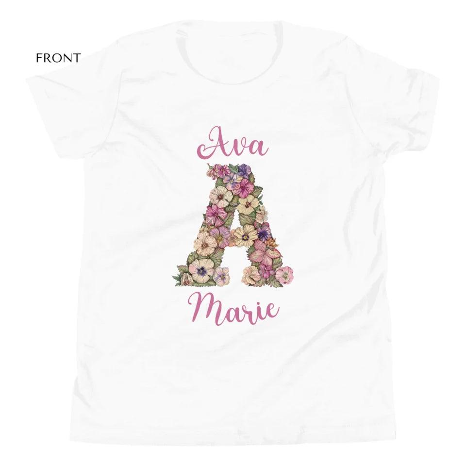 Custom Watercolor Wildflower Floral Alphabet T-Shirt - ART-TSH189 - ARTFULANE