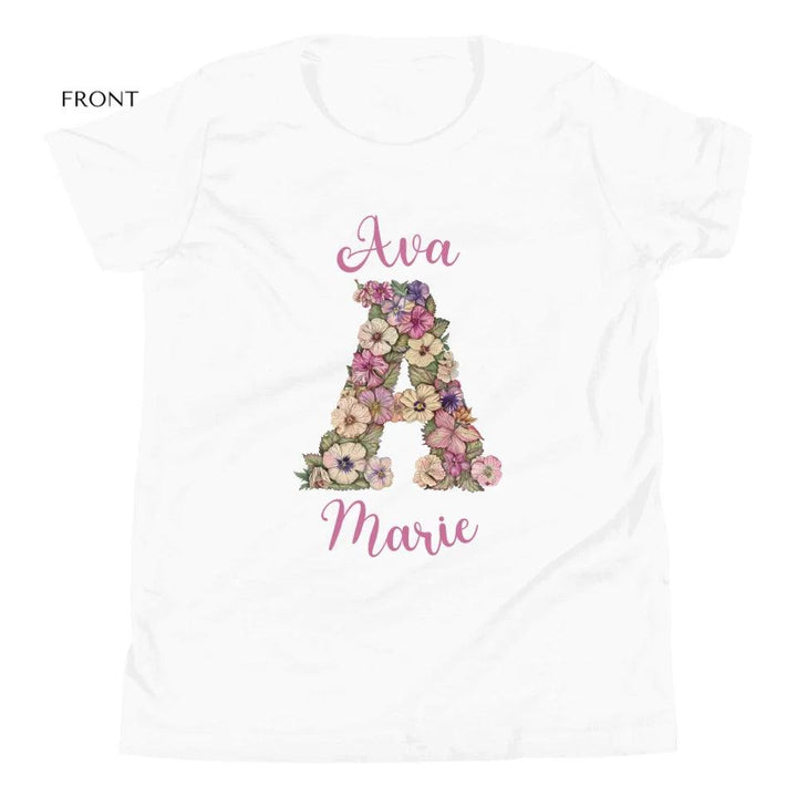 Custom Watercolor Wildflower Floral Alphabet T-Shirt - ART-TSH189 - ARTFULANE