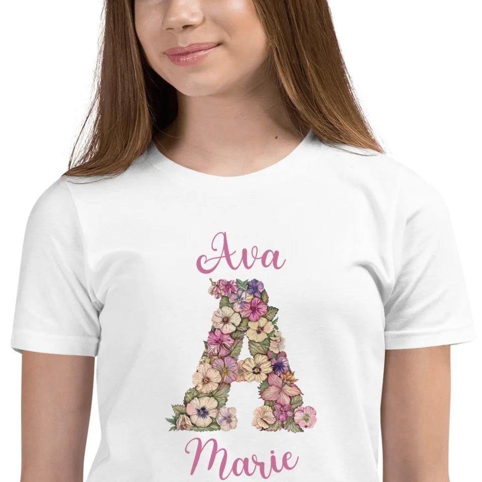 Custom Watercolor Wildflower Floral Alphabet T-Shirt - ART-TSH189 - ARTFULANE