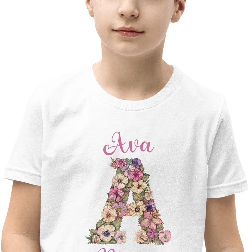 Custom Watercolor Wildflower Floral Alphabet T-Shirt - ART-TSH189 - ARTFULANE