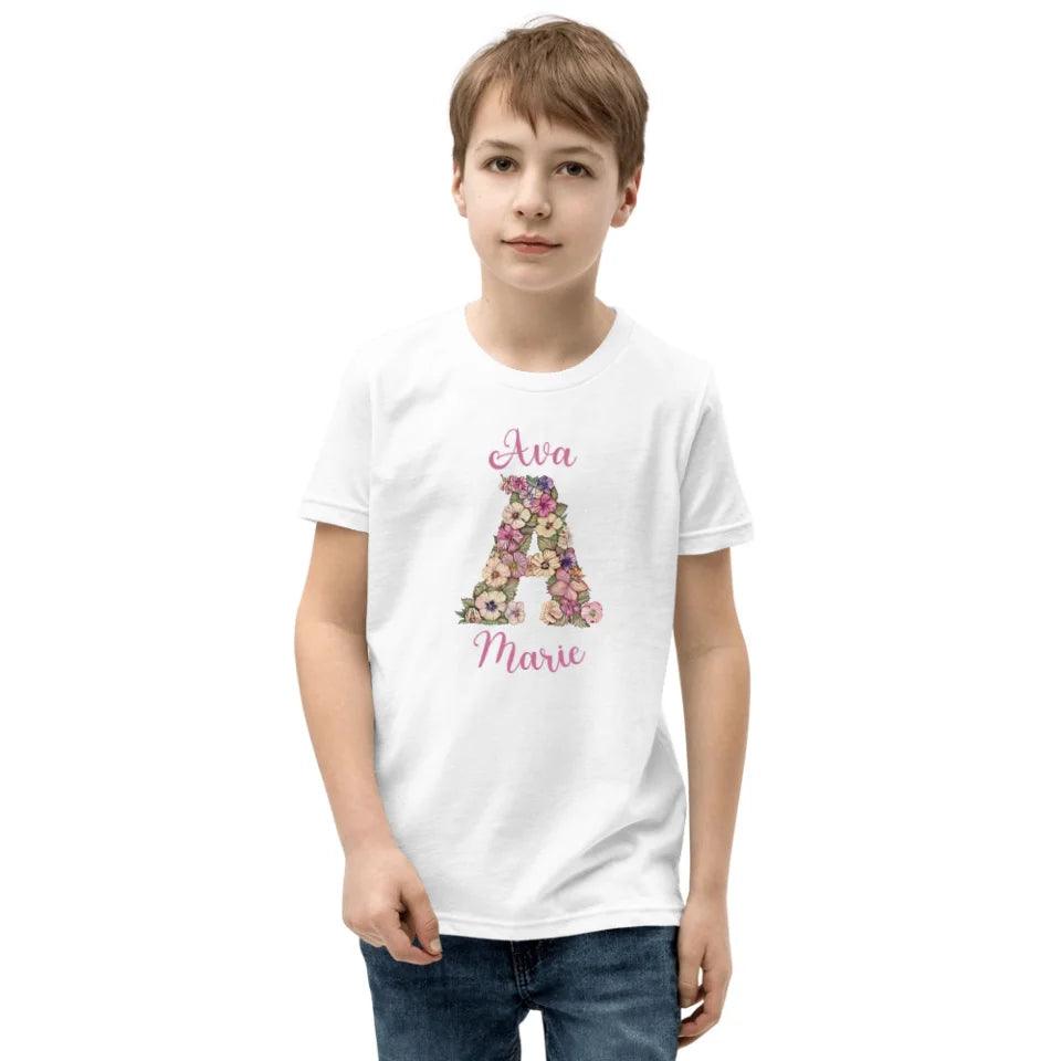 Custom Watercolor Wildflower Floral Alphabet T-Shirt - ART-TSH189 - ARTFULANE