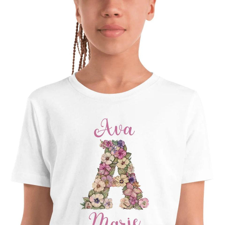 Custom Watercolor Wildflower Floral Alphabet T-Shirt - ART-TSH189 - ARTFULANE