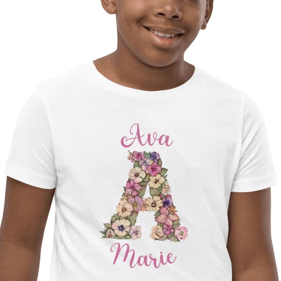 Custom Watercolor Wildflower Floral Alphabet T-Shirt - ART-TSH189 - ARTFULANE