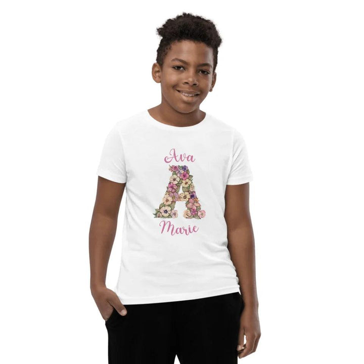 Custom Watercolor Wildflower Floral Alphabet T-Shirt - ART-TSH189 - ARTFULANE