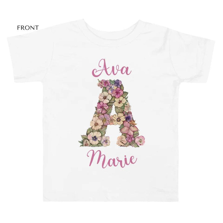 Custom Watercolor Wildflower Floral Alphabet T-Shirt - ART-TSH189 - ARTFULANE