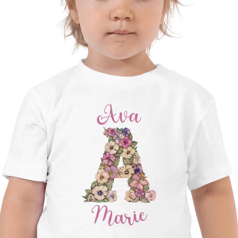 Custom Watercolor Wildflower Floral Alphabet T-Shirt - ART-TSH189 - ARTFULANE