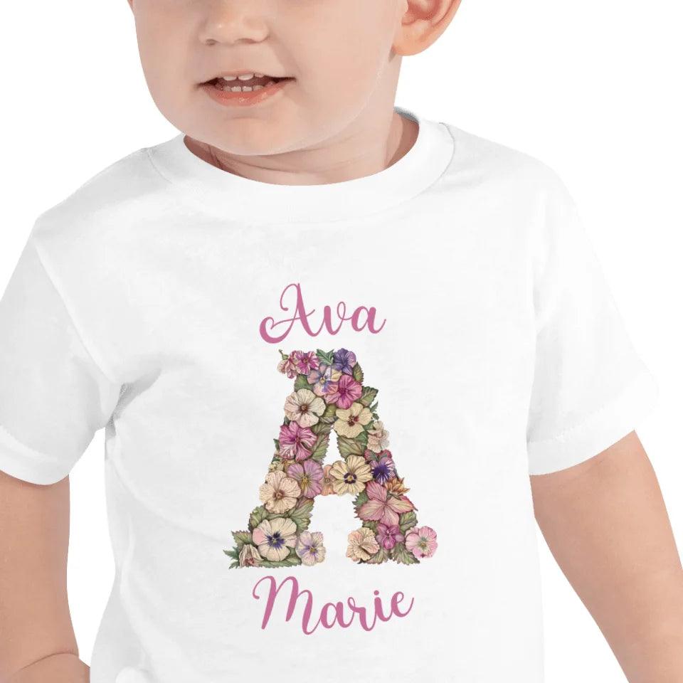 Custom Watercolor Wildflower Floral Alphabet T-Shirt - ART-TSH189 - ARTFULANE