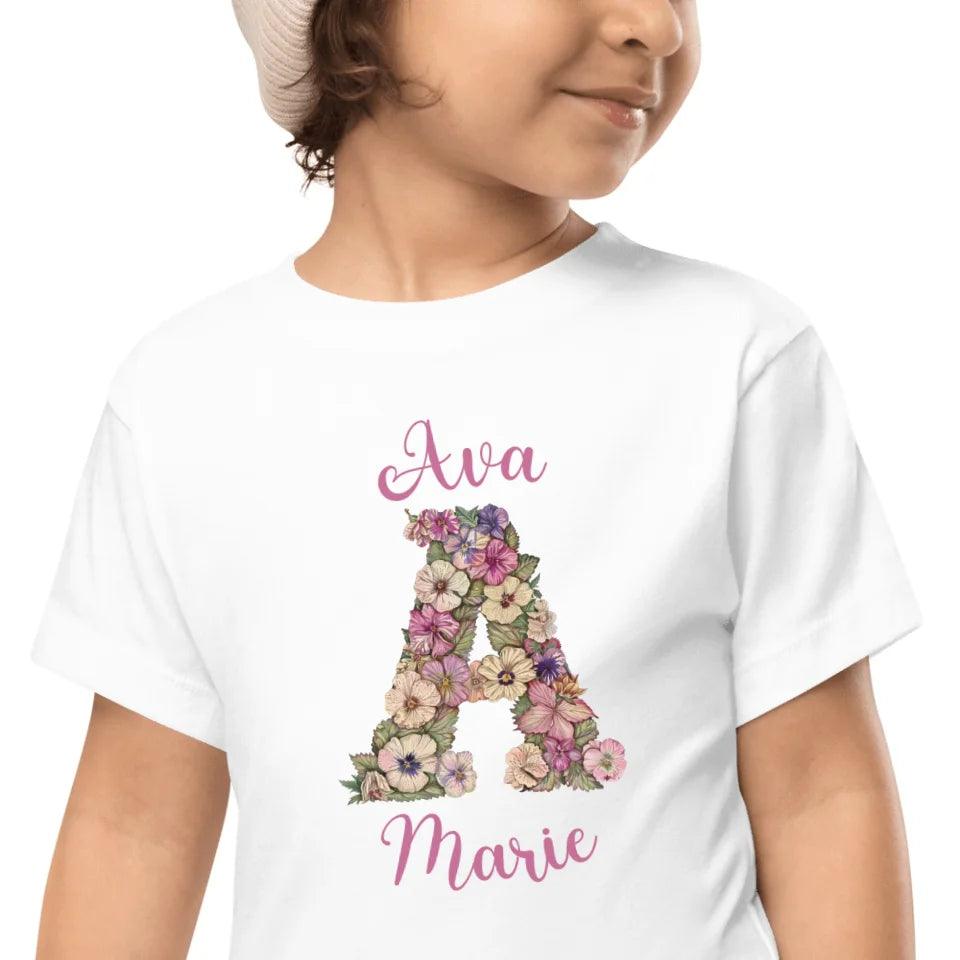 Custom Watercolor Wildflower Floral Alphabet T-Shirt - ART-TSH189 - ARTFULANE