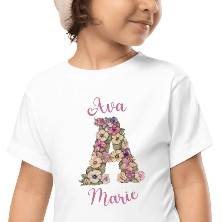 Custom Watercolor Wildflower Floral Alphabet T-Shirt - ART-TSH189 - ARTFULANE