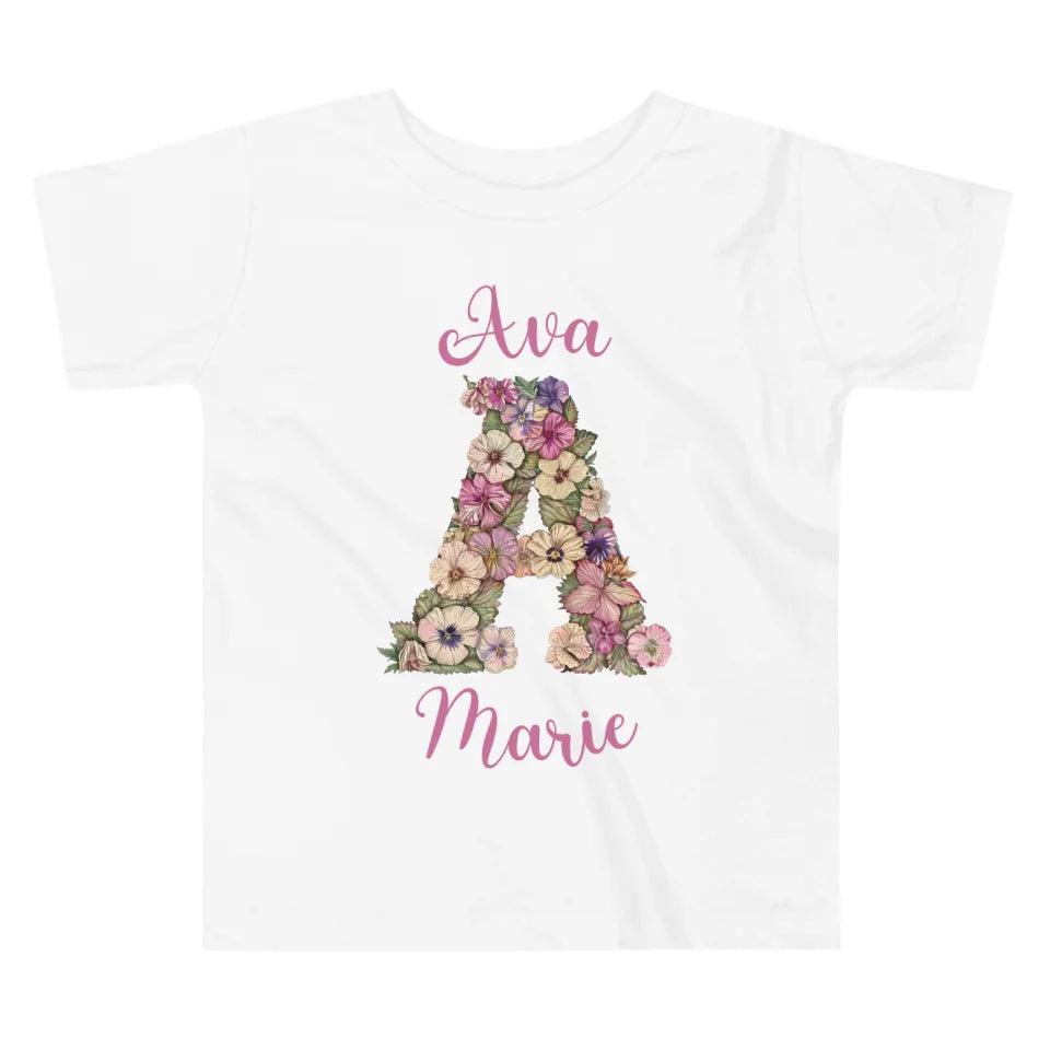 Custom Watercolor Wildflower Floral Alphabet T-Shirt - ART-TSH189 - ARTFULANE