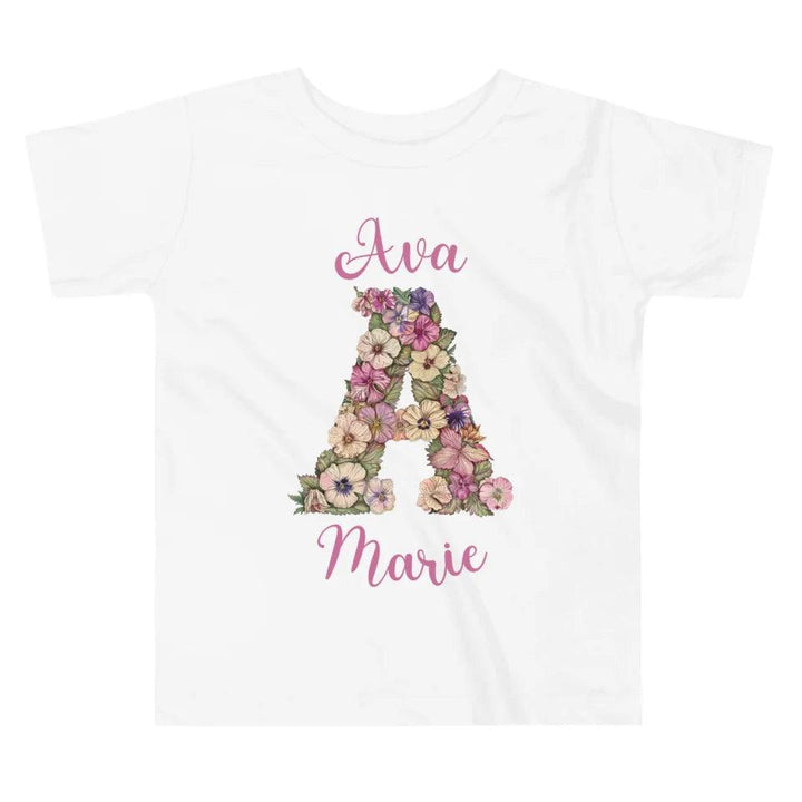 Custom Watercolor Wildflower Floral Alphabet T-Shirt - ART-TSH189 - ARTFULANE