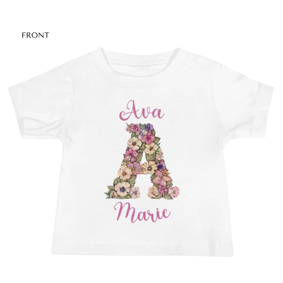 Custom Watercolor Wildflower Floral Alphabet T-Shirt - ART-TSH189 - ARTFULANE