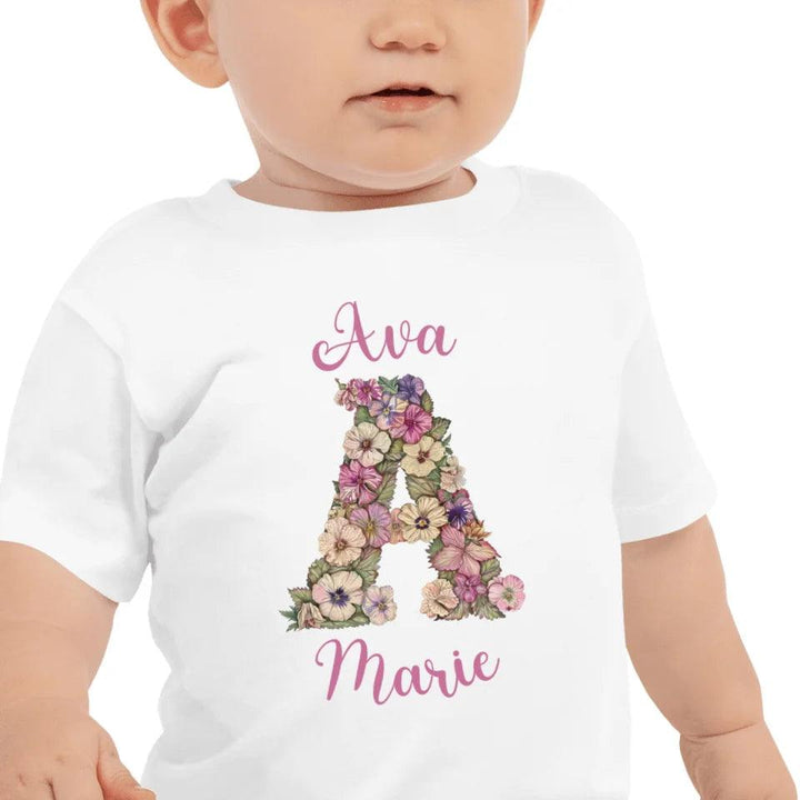 Custom Watercolor Wildflower Floral Alphabet T-Shirt - ART-TSH189 - ARTFULANE