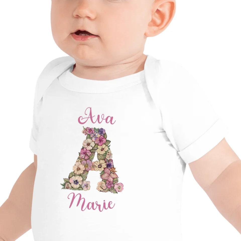 Custom Watercolor Wildflower Floral Alphabet T-Shirt - ART-TSH189 - ARTFULANE