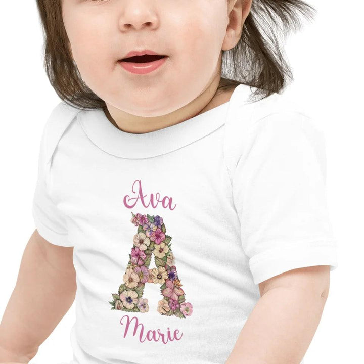 Custom Watercolor Wildflower Floral Alphabet T-Shirt - ART-TSH189 - ARTFULANE