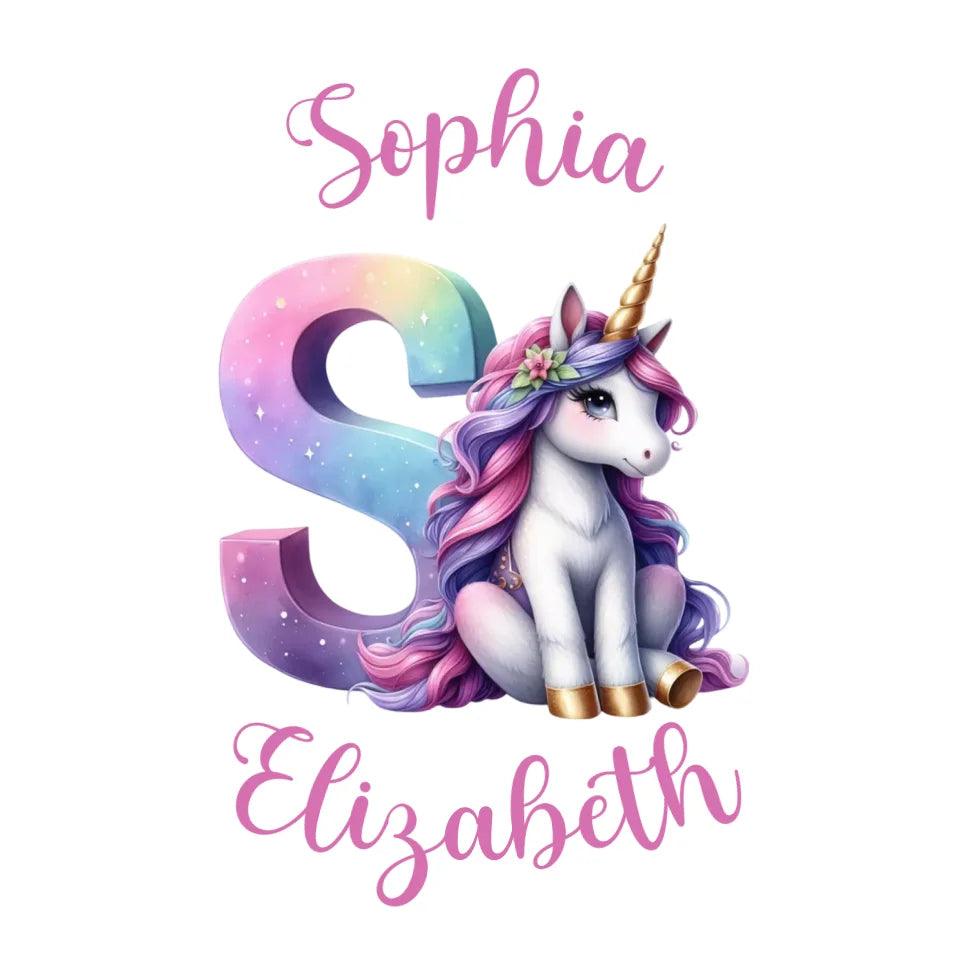 Custom Unicorn Pastel Alphabet T-Shirt - ART-TSH192 - ARTFULANE