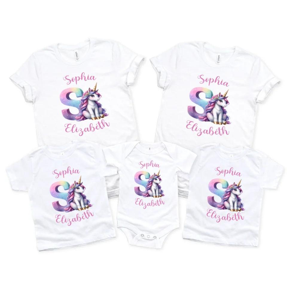 Custom Unicorn Pastel Alphabet T-Shirt - ART-TSH192 - ARTFULANE