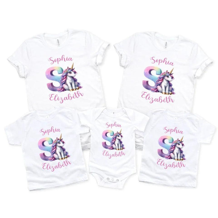 Custom Unicorn Pastel Alphabet T-Shirt - ART-TSH192 - ARTFULANE