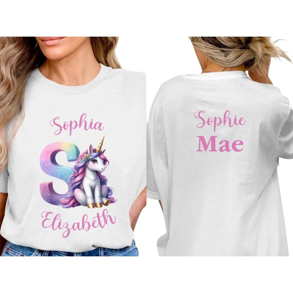 Custom Unicorn Pastel Alphabet T-Shirt - ART-TSH192 - ARTFULANE