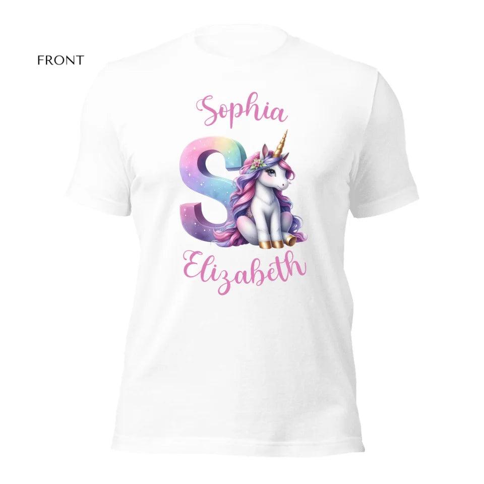 Custom Unicorn Pastel Alphabet T-Shirt - ART-TSH192 - ARTFULANE