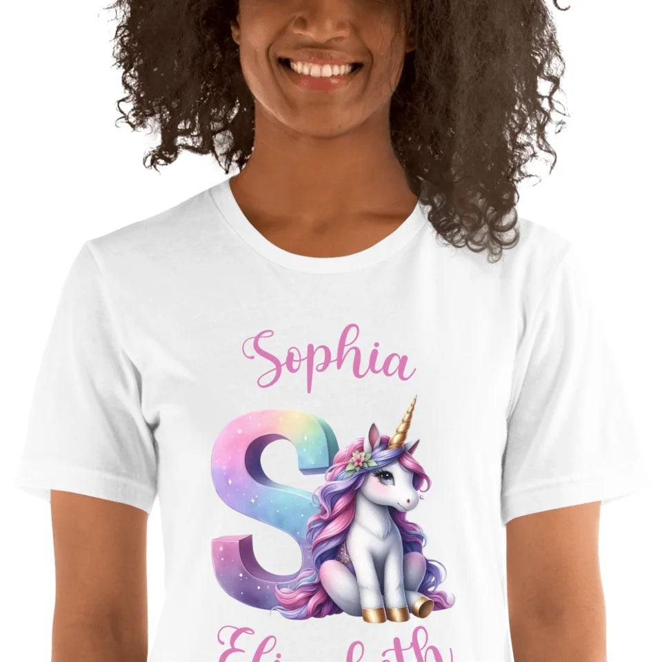 Custom Unicorn Pastel Alphabet T-Shirt - ART-TSH192 - ARTFULANE