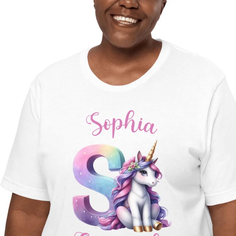 Custom Unicorn Pastel Alphabet T-Shirt - ART-TSH192 - ARTFULANE