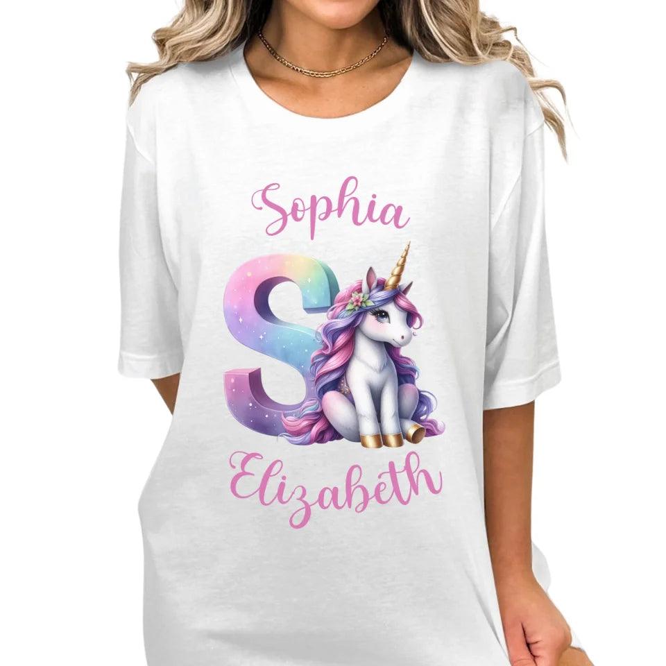 Custom Unicorn Pastel Alphabet T-Shirt - ART-TSH192 - ARTFULANE