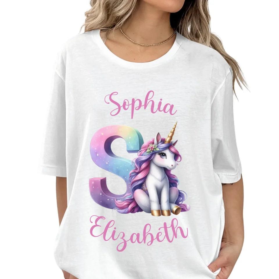 Custom Unicorn Pastel Alphabet T-Shirt - ART-TSH192 - ARTFULANE