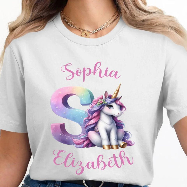 Custom Unicorn Pastel Alphabet T-Shirt - ART-TSH192 - ARTFULANE