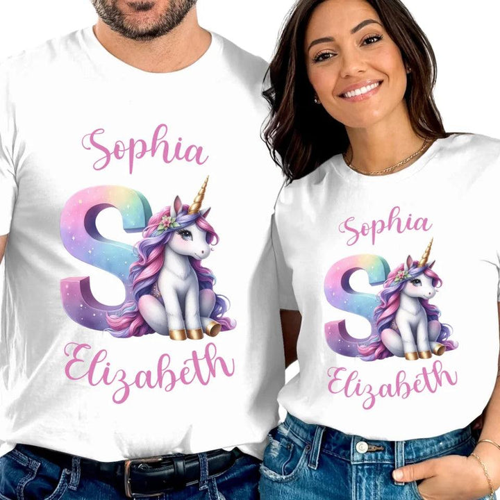 Custom Unicorn Pastel Alphabet T-Shirt - ART-TSH192 - ARTFULANE