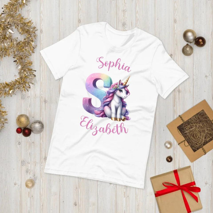 Custom Unicorn Pastel Alphabet T-Shirt - ART-TSH192 - ARTFULANE