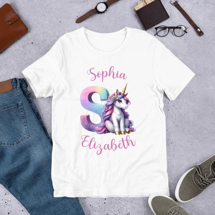 Custom Unicorn Pastel Alphabet T-Shirt - ART-TSH192 - ARTFULANE