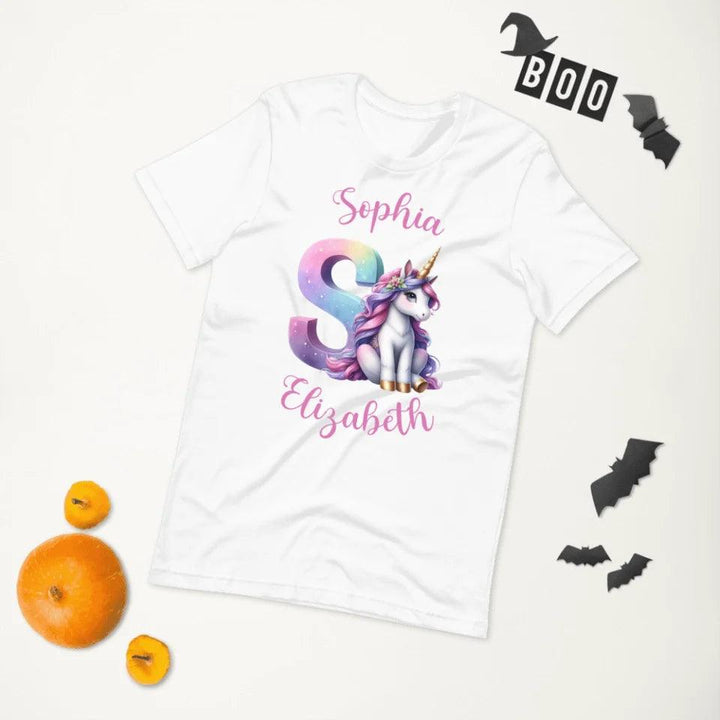 Custom Unicorn Pastel Alphabet T-Shirt - ART-TSH192 - ARTFULANE