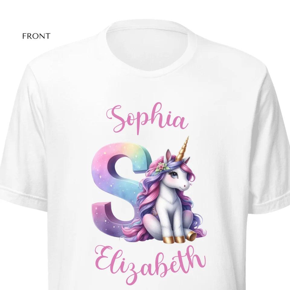 Custom Unicorn Pastel Alphabet T-Shirt - ART-TSH192 - ARTFULANE