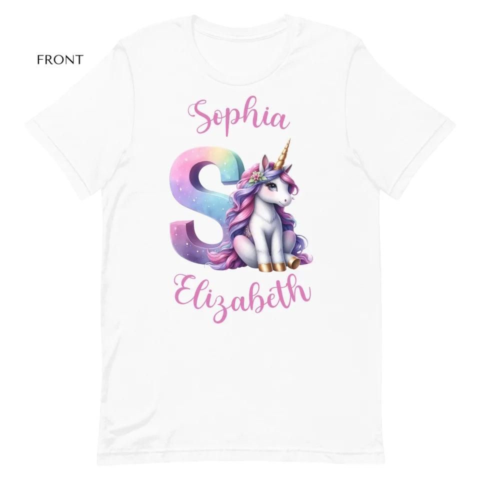 Custom Unicorn Pastel Alphabet T-Shirt - ART-TSH192 - ARTFULANE