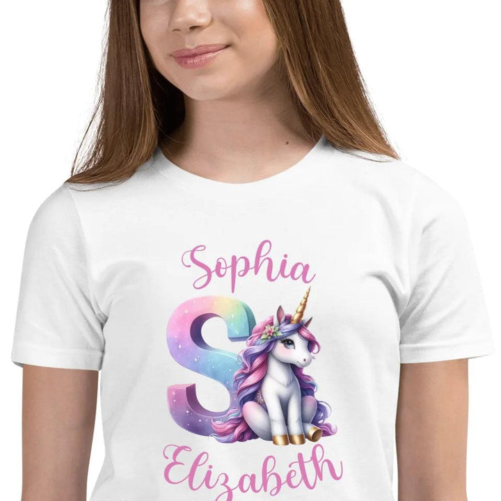 Custom Unicorn Pastel Alphabet T-Shirt - ART-TSH192 - ARTFULANE