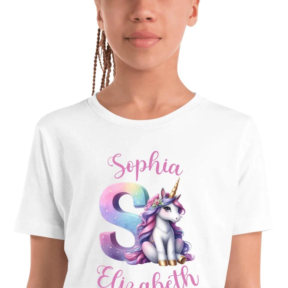 Custom Unicorn Pastel Alphabet T-Shirt - ART-TSH192 - ARTFULANE