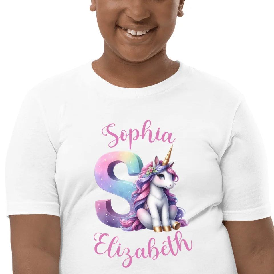 Custom Unicorn Pastel Alphabet T-Shirt - ART-TSH192 - ARTFULANE