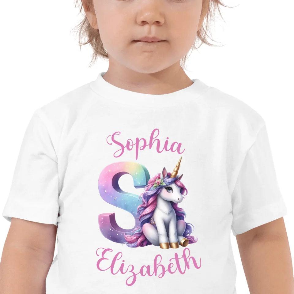 Custom Unicorn Pastel Alphabet T-Shirt - ART-TSH192 - ARTFULANE