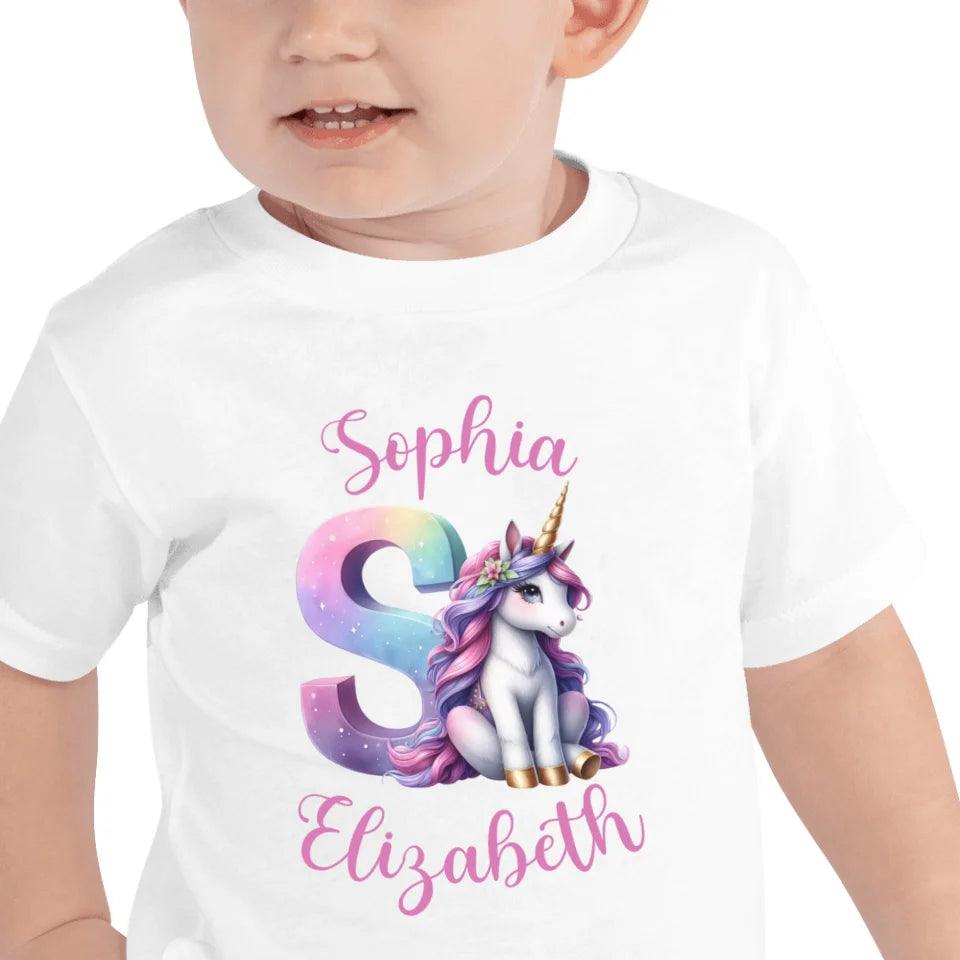 Custom Unicorn Pastel Alphabet T-Shirt - ART-TSH192 - ARTFULANE