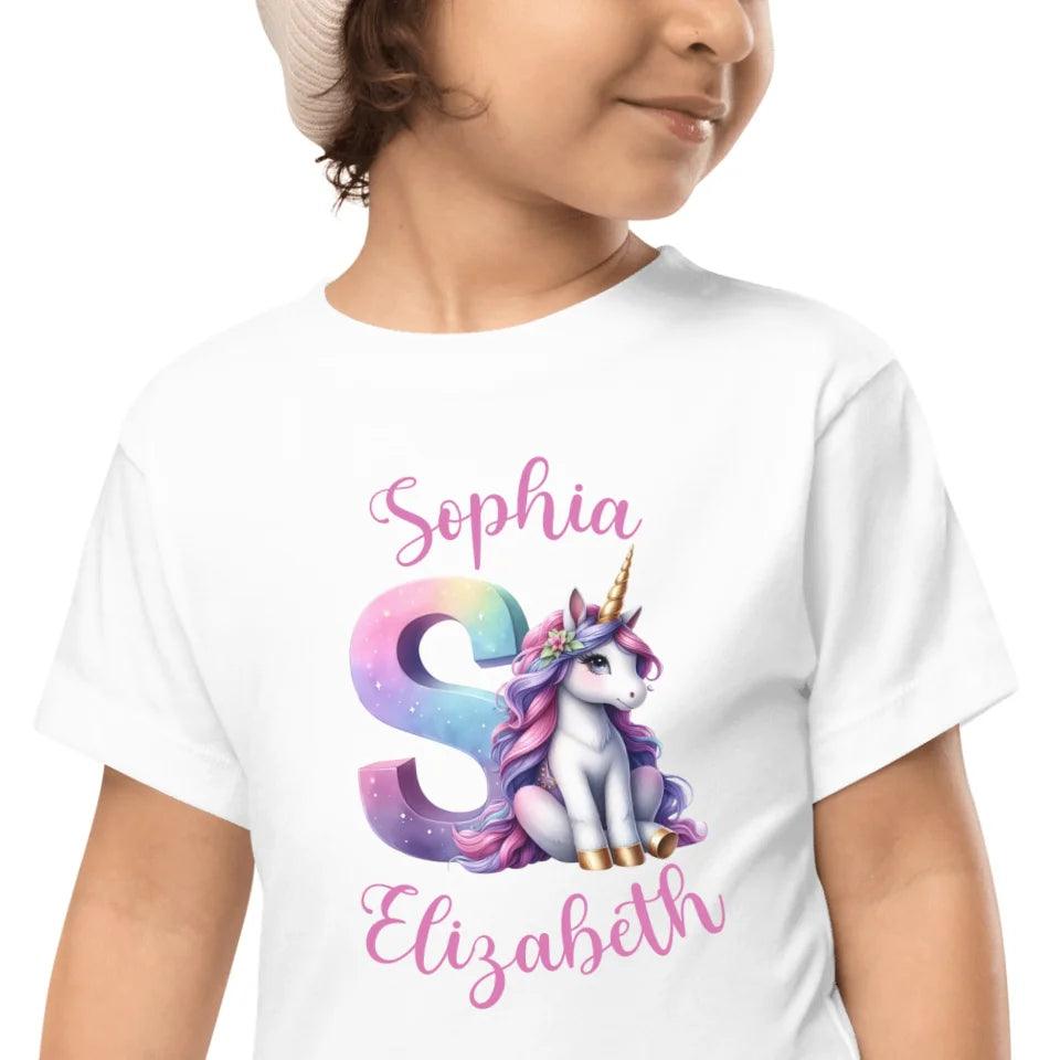 Custom Unicorn Pastel Alphabet T-Shirt - ART-TSH192 - ARTFULANE