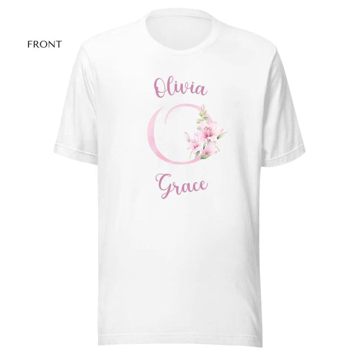 Custom Pink Lily Alphabet T-Shirt - ART-TSH194 - ARTFULANE