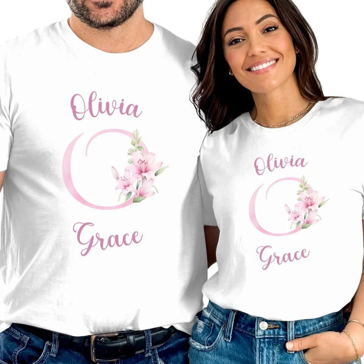 Custom Pink Lily Alphabet T-Shirt - ART-TSH194 - ARTFULANE