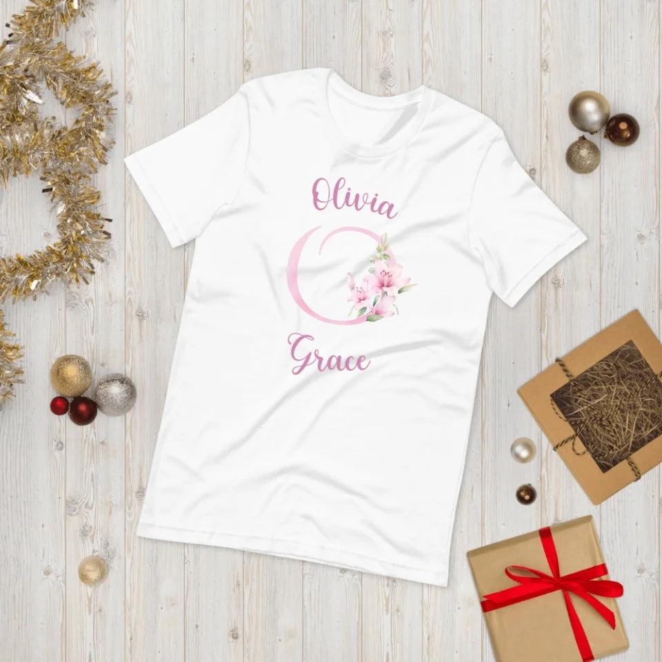 Custom Pink Lily Alphabet T-Shirt - ART-TSH194 - ARTFULANE