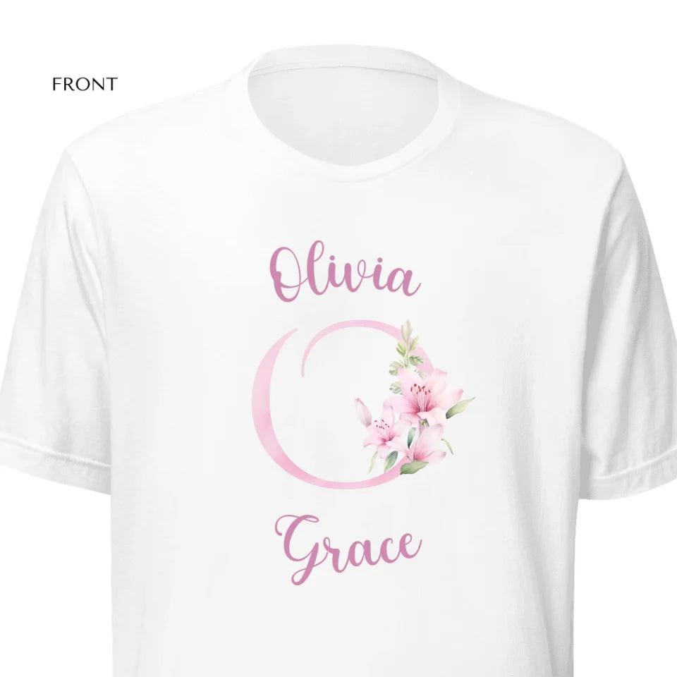 Custom Pink Lily Alphabet T-Shirt - ART-TSH194 - ARTFULANE