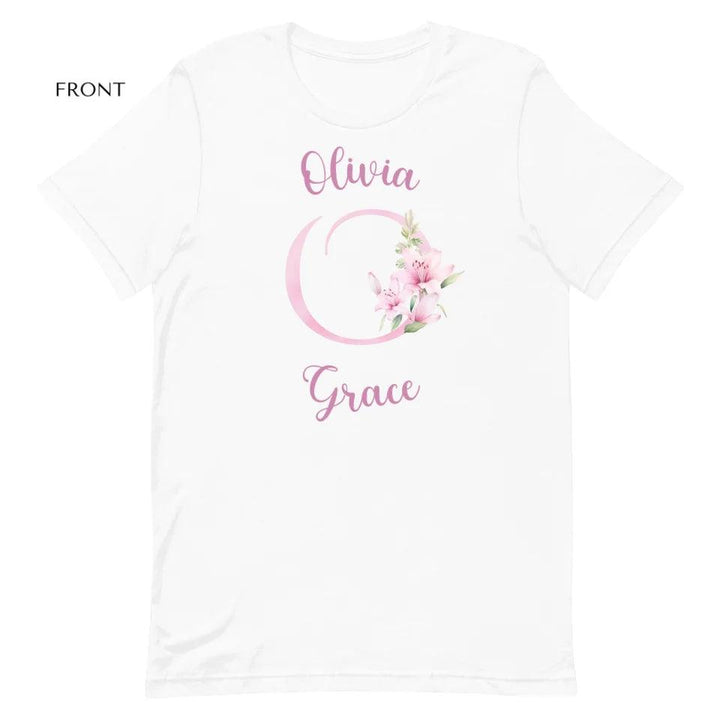 Custom Pink Lily Alphabet T-Shirt - ART-TSH194 - ARTFULANE