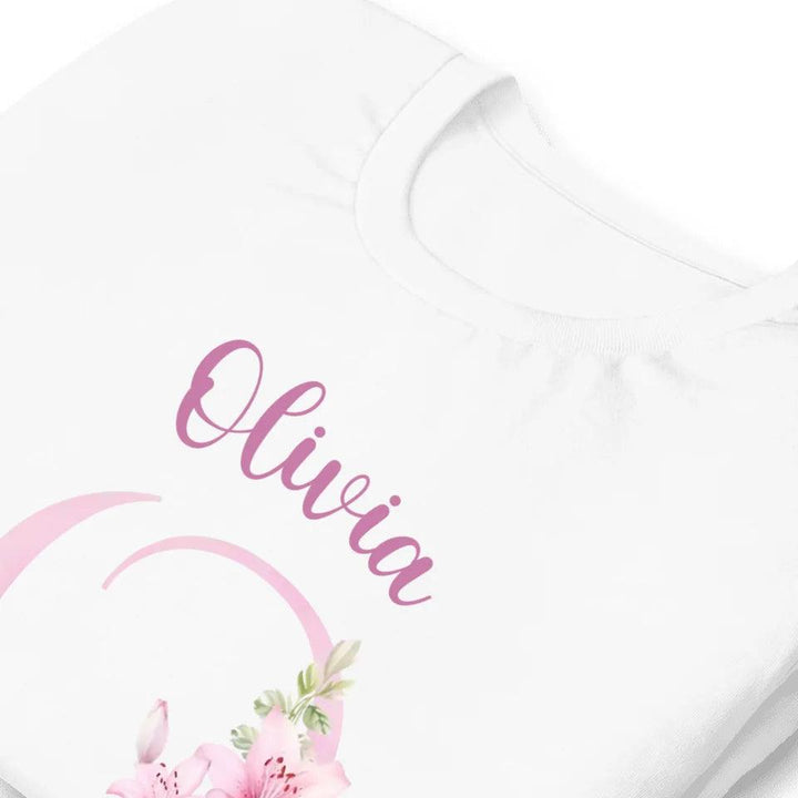 Custom Pink Lily Alphabet T-Shirt - ART-TSH194 - ARTFULANE